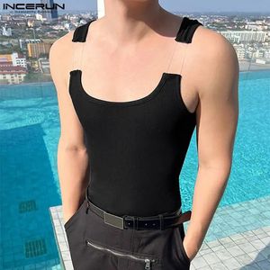 Incerun Men Tops Tops ONECK sans manches Fitness Streetwear Solid Sexy Male Vests Summer 2023 Fashion Casual Clothing S5xl 240416