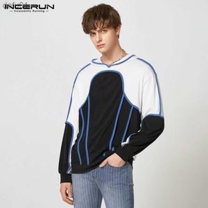 INCERUN Tops 2023 Style américain Hommes Épissage Couleur Conception Hoodies Mode Casual Streetwear Mâle Vente Chaude À Capuche Pull S-5XL L230520