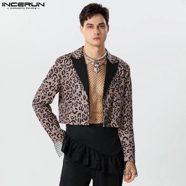INCERUN hauts Style américain Sexy hommes léopard impression conception costume manteaux mode décontracté fête recadrée Blazer S-5XL 240309