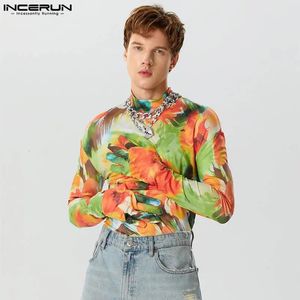 INCERUN TOPS MENS MENS MENS HEMP HIGH CLAR GRAFFITI COULEUR IMPRIMÉ TSHIRTS PERSONNALITÉ CONCUTÉ