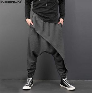 Incérun Vintage Men Loose Drop Entre l'entrejambe Pantalon de drapé danse pantalon baggy Men TrawString Harem Pantal