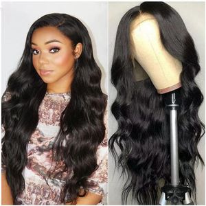 Perruque Lace Front Wig malaisienne naturelle, cheveux humains, Body Wave, pré-épilés, 5x5, 13x4, avec Closure, pour femmes noires