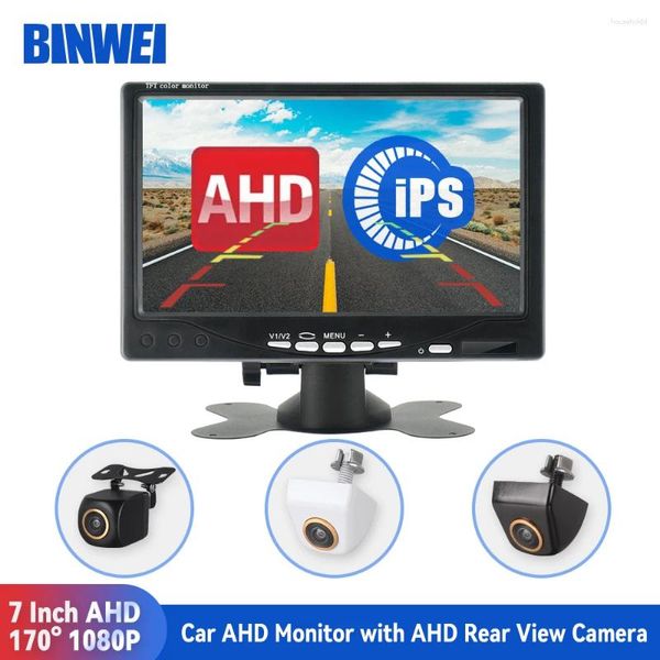 Moniteur AHD de voiture en pouces avec caméra de vue arrière pour le stationnement, Vision nocturne 1080P, écran d'inversion 24V 1024 600