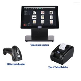 Terminal de caissier de système de position Win10 I3 I5 de caisse enregistreuse de pouce avec le scanner d'imprimante et le VFD