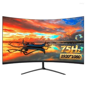 Moniteurs incurvés en pouces Gamer LCD PC 75hz ordinateur 1080p écrans compatibles pour les ordinateurs portables de bureau VGA