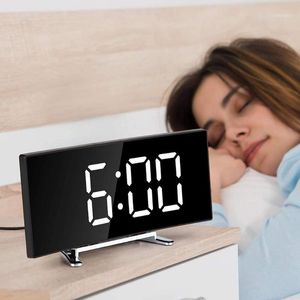 Inch Digital Alarm Clock Curved Dimmable Led Electronic Desktop For Kids Bedroom Large Number Table Other Clocks & Accessories