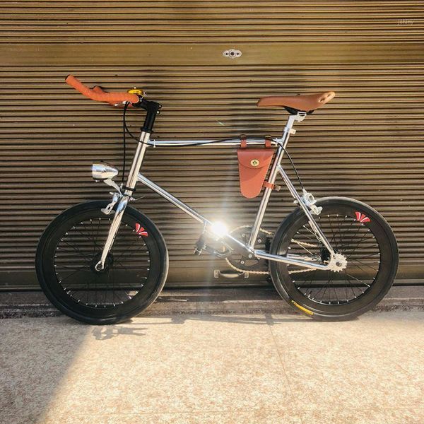 Pouce Fixe Vélo À Vitesse Unique Rétro Fixie Vintage Sliver Cadre De Vélo Mini Vinbicycle Avec Panier