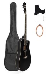 pouce Full 41 taille de guitare acoustique en découpe 20 frets kit débutant pour les étudiants couvercles adultes cordes de clé à clé noir 1489499