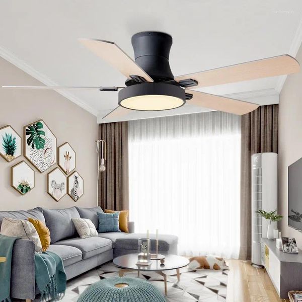 Ventilateur de plafond moderne en pouces, avec lumières, télécommande, lampe, décor de chambre à coucher, refroidissement de l'air, cinq pales