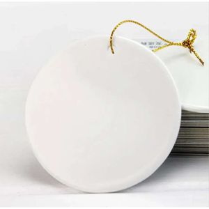 Inch ronde blanco sublimatie Kerstmis 3 keramische hanger cirkel aangepaste ornamenten Xmas Tree Decor dubbelzijdig afdrukken sep01