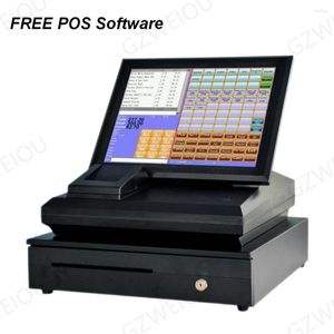 Caja registradora de impresión con sistema POS de pantalla táctil de pulgadas con Software gratuito para restaurante o tienda minorista escáner de código de barras de trabajo