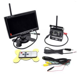 Pantalla de Monitor de coche inalámbrico de pulgadas cámara de visión trasera para camión autobús RV remolque excavadora imagen de vista trasera 12V-24V pantalla C5E9