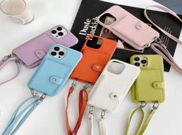 Hellende telefoonhoesjes iPhone 13 12 Pro Max 14 11 7 8 Plus Tide Brand 11 Mini XR Designer Card Bag Chain Phone Case met strap3806216