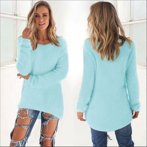 Verhoog maat herfst comfortabel soft top dames pluche mode casual losse lange mouw o nek tops pullovers pluche warme truien w220817