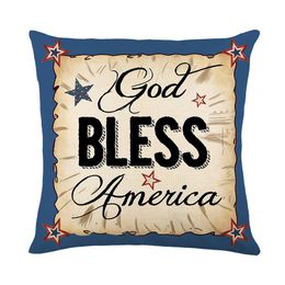 Onafhankelijkheidsdag American Flag Pillow Covers 4 juli Patriotische sterrenstrepen Thurg Pillow Bus Case Truck Bless America Decoratieve kussensloop kussendekking voor thuis