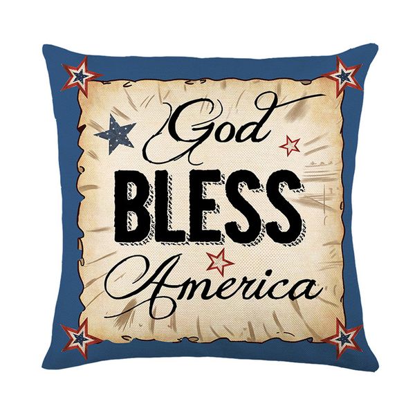 Jour de l'indépendance American Flag Oread Covers 4 juillet Patriotique Star Stripes Blow Case Camion Bless America Decorative Pillow Base Cushion Cover For Home