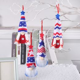 Onafhankelijkheidsdag decoratieve poppen hanger gezichtloze poppenster streep gebreide hoed decoratieve kleine hangende feestdecoratie