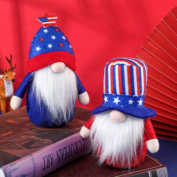 Gnomes décoratifs de fête de l'indépendance, poupée en peluche sans visage patriotique du 4 juillet, cadeau pour enfants, ornement de maison