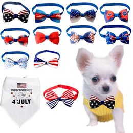 Independence Day Pet Cats Dog Collar Boog Tie Verstelbare Halsband Kat Honden Knoop Kragen Grooming Accessoires Huisdieren Puppy Product Supplies