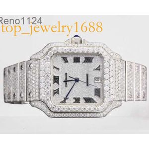 India Origin unisex roestvrij staal analoog iced out vvs duidelijkheid moissanite diamanten bezaaid hiphop pols horloge voor mannen