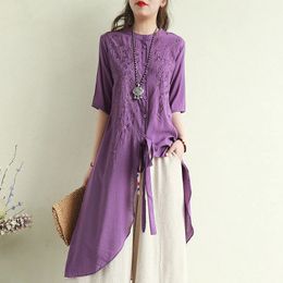 Inde Pakistan Vêtements pour femmes Chemises de saree indienne Femmes Femmes Loose Casual Short Sleeve Boho ethnique Long Robe Tops Vêtements 240418