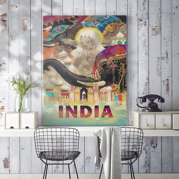 India Travel Ganesha Poster Ilustrations Arte de pared Canvas Pintura Arte impreso Imagen sala de estar decoración del hogar