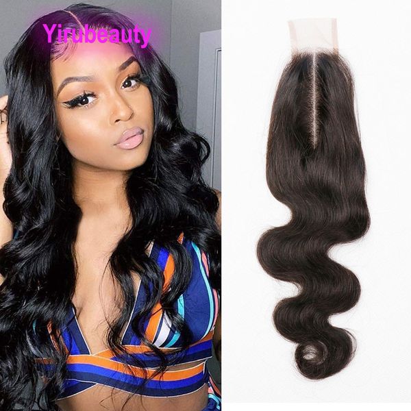 Yirubeauty 5 pièces indiennes avec fermeture en dentelle 2 x 6 cheveux de bébé lisses et ondulés partie centrale 12-24 pouces vente en gros Remy 100 % cheveux humains