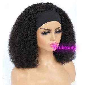Indiase Afro-hoofdbandpruik 100% maagdelijk menselijk haar Capless Yirubeauty Natural Color 10-26inch 150% 180% 210% dichtheid