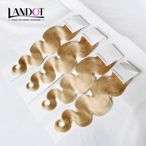 Indian Body Wave Cabello virgen Grado 8A Color # 613 Bleach Blonde Cabello humano teje paquetes Remy Extensiones 3 / 4Pcs Lot 12-30Inch Double Wefts