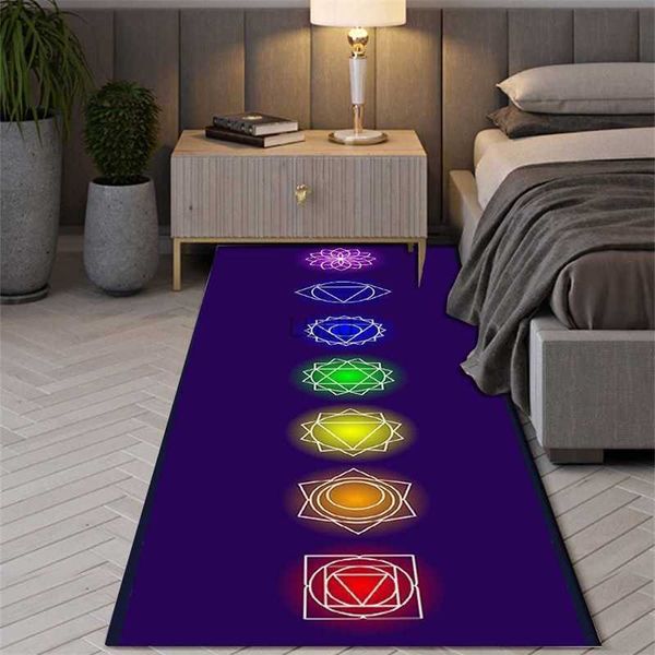 Alfombra india bohemia de siete chakras Mandala Yoga Meditación Flor de la vida Flor Adecuado Dormitorio Decoración de la habitación Alfombras antideslizantes HKD230901