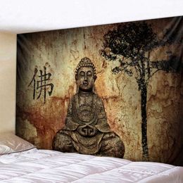 Indian Buddha Meditatie Woondecoratie Tapijt Mandala Tapestry Hippie Bohemian Decoratieve Yoga Mat Slaapkamer Blad 210609