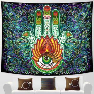 Indian Buddha Meditatie Psychedelische Scène Home Decor Tapestry Boheemse Hippie Slaapkamer Bed Blad Mandala Sofa Deken 210608