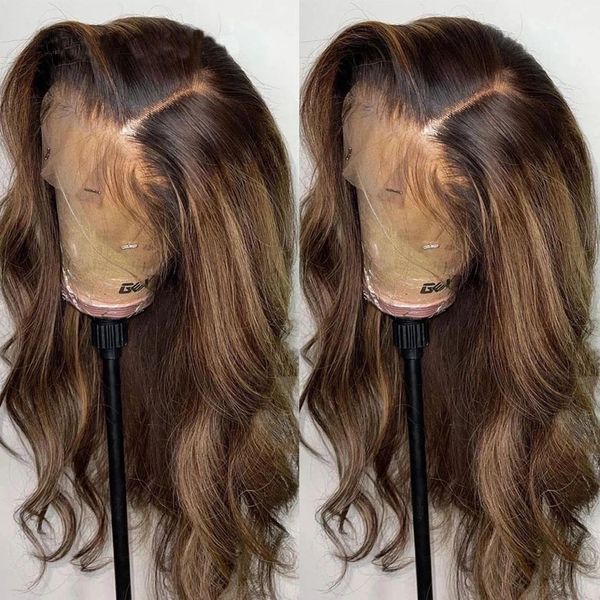 Perruques indiennes brun chocolat ondulées 13x6 Transparent HD Lace Front Body Wave Full Lace cheveux humains 360 perruque frontale avec des cheveux de bébé