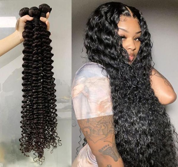 cheveux bouclés profonds indiens 16 18 20 22 24 26 28 30 pouces boucles indiennes boucles trame vague de corps 4 faisceaux vagues Extensions de cheveux humains 32 341862613