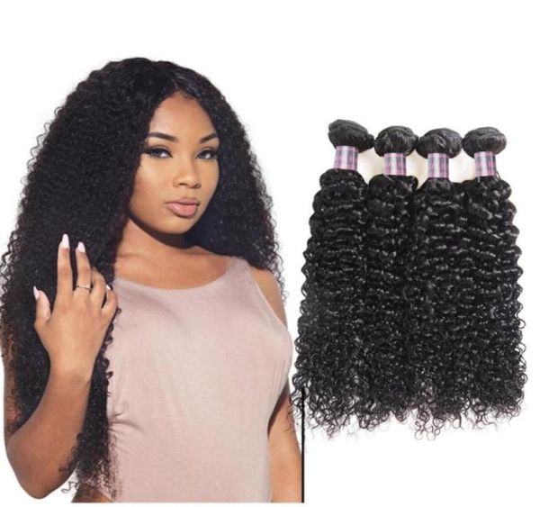 Paquetes de cabello humano rizado profundo indio 4 piezas Extensiones de cabello brasileño entero sin procesar 100 cabello rizado rizado virgen de Malasia W285315661027