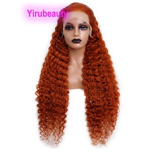Indian Deep Wave Krullend 13X4 Lace Front Pruiken 350 # Kleur 100% Human Virgin Haarproducten 12-32inch
