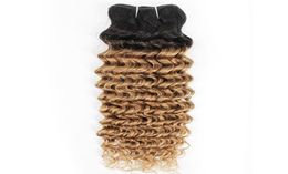 Tissage en lot indien de cheveux bouclés et ondulés, 1B27, blond miel ombré, deux tons, 1024 pouces, cheveux humains péruviens et malaisiens, Ext1262840