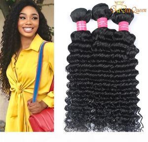 Indian Deep Wave Virgin Hair Bundles onbewerkte Indiase Deep Wave krullende mensenuitbreidingen Gaga Queen4740487