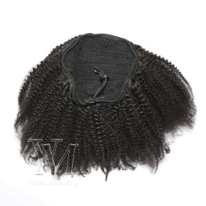 Indian Drawstring Ponytail Natural Black 4B Curly Weave 12 tot 26 inch 120 g Human Hair No Tangle No Sheddin Onbewerkte Elastische band Tie