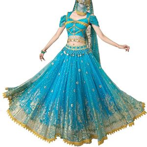 Indiase vrouwelijke kleding 7 stuks handgemaakte buikdans podium Performance jurk Bellywooda dance saree pak oosterse kostuums showgirl suit tribal rave feestjurk