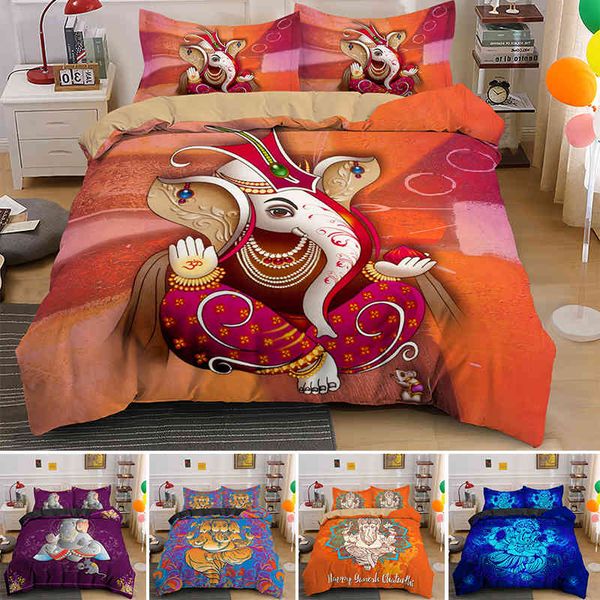 Indien Ganesha housse de couette bohème méditation éléphant ensemble de literie Mandala couette pleine jumelle pour enfants adolescents adultes décor