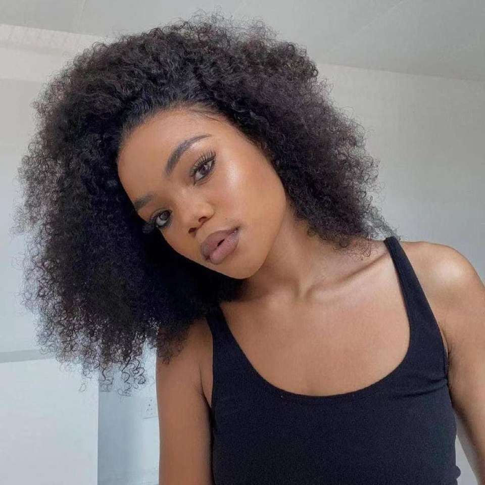 Indisches Haar Afro Kinky Curly Perücke 180 250 Dichte vorgezogen 360 Spitzenfront -Perücken für schwarze Frauen
