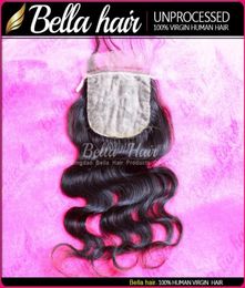 Cheveux indiens Base en soie fermeture à lacets 1026 pouces couleur naturelle vague de corps cheveux humains vierges Bellahair1185559
