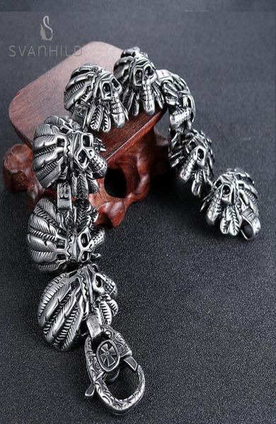 Coiffe indienne Titanium Steel Bracelet Men's Horror Skull Over Explosion1242583