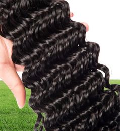 Cabello humano indio 4 paquetes de extensiones de cabello rizado de onda profunda de 8-28 pulgadas 4 unids/lote tramas dobles al por mayor Yiruhair5619752