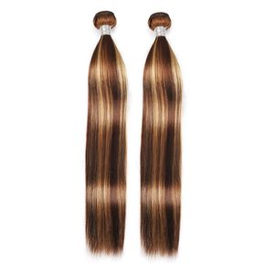 Extensiones de cabello humano indio Terceras dos paquetes P4/27 Color de piano 10-32 pulgadas Olada de cuerpo Kinky Curly Loose Olera recta
