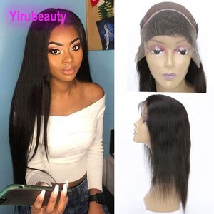 Perruque Lace Front Wig naturelle indienne, cheveux humains lisses, noir naturel, 8 à 30 pouces, 13x4, produits capillaires vierges, pre-plucked, soyeux et lisses