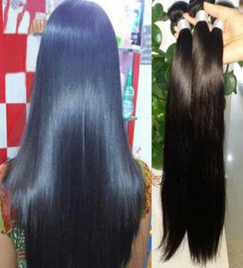 Indian Human Remy Virgin Hair Cabello liso Cabello de cabello no procesado Extensiones de cabello Color natural 100GBUNDLE doble trama 3bundleslot1802513