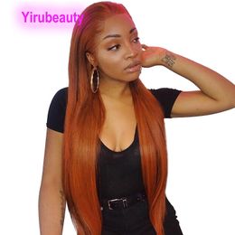 Cheveux vierges indiens Siky Straight 13X4 Lace Front Wig 350 # Couleur 180% 210% Densité Partie libre Yirubeauty Perruques 12-32 pouces