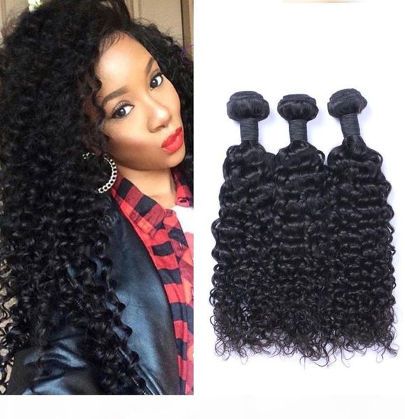 Indian Jerry Curl 100 El cabello virgen humano sin procesar teje Extensiones de cabello humano Remy El cabello humano teje Teñible 3 paquetes 2579022